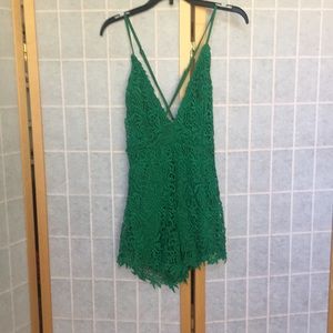 Emerald green Lace Romper